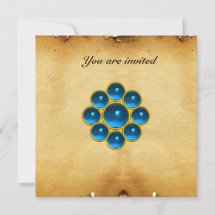 Invitation Parchemin bleu saphir MON