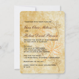 Invitation Parchment Orange Feuilles Brown Mariage de automne