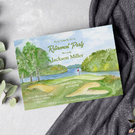 Invitation Parcours de golf à l'aquarelle avec fête de retrai