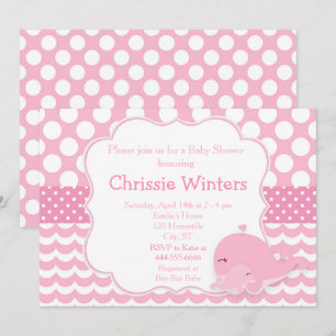 Invitation Parent mignonne et bébé baleine Baby shower fille 