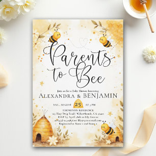 Invitation Parents Abeille Été Floral Mixte Baby Shower