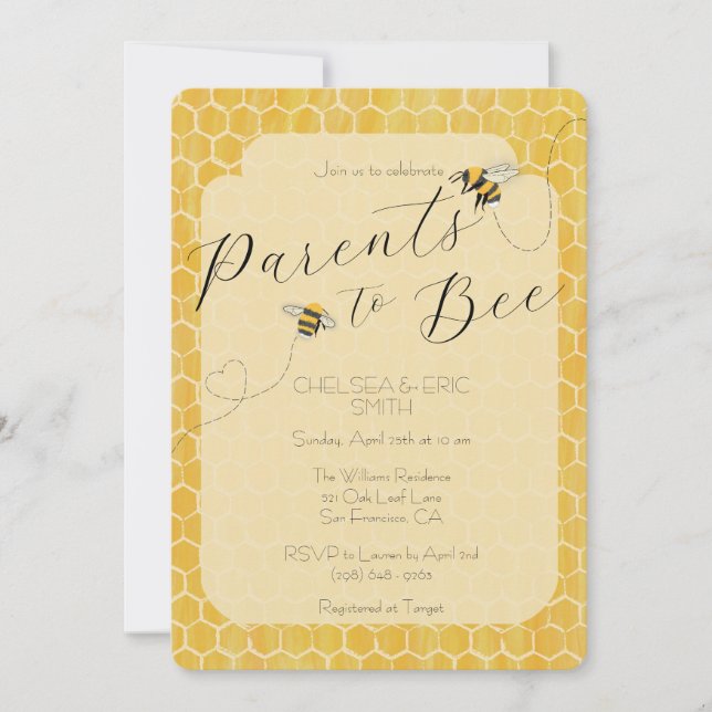 Invitation Parents du Baby shower des abeilles (Devant)