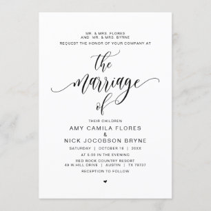 Invitation Parents hébergement, Calligraphie Noire moderne, M