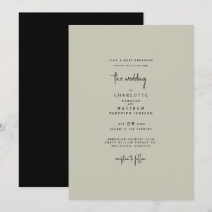 Invitation Parents mariés simples et élégants Khaki et Mariag
