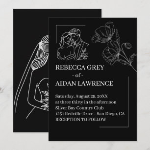 Invitation Parfait Mariage avec Superposition Noir Blanc