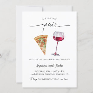 Invitation Parfait Paire Vin Pizza Engagement Partie Douche