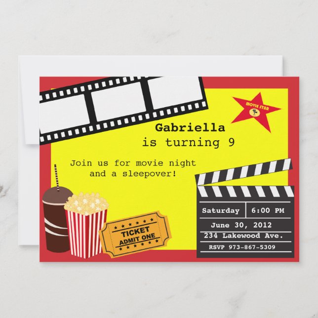 Invitation parfaite de soirée cinéma (Devant)
