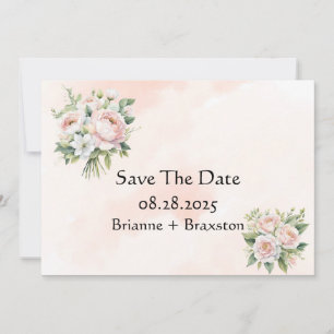 Invitation Parfaitement Rose Peony Floral Enregistrer Les Car