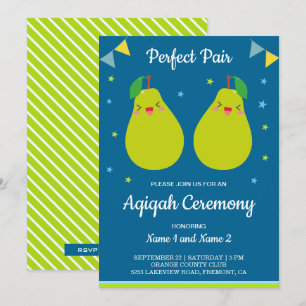 Invitation Parfaites jumelles Poires Mignonnes Aqiqah