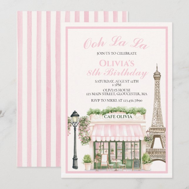Invitation Paris Anniversaire Café parisien (Devant / Derrière)