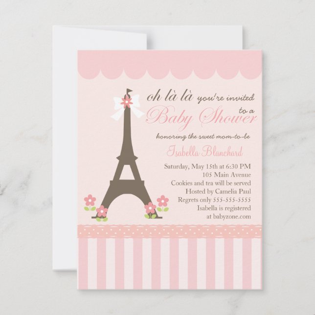Invitation Paris au Baby shower du printemps (Devant)