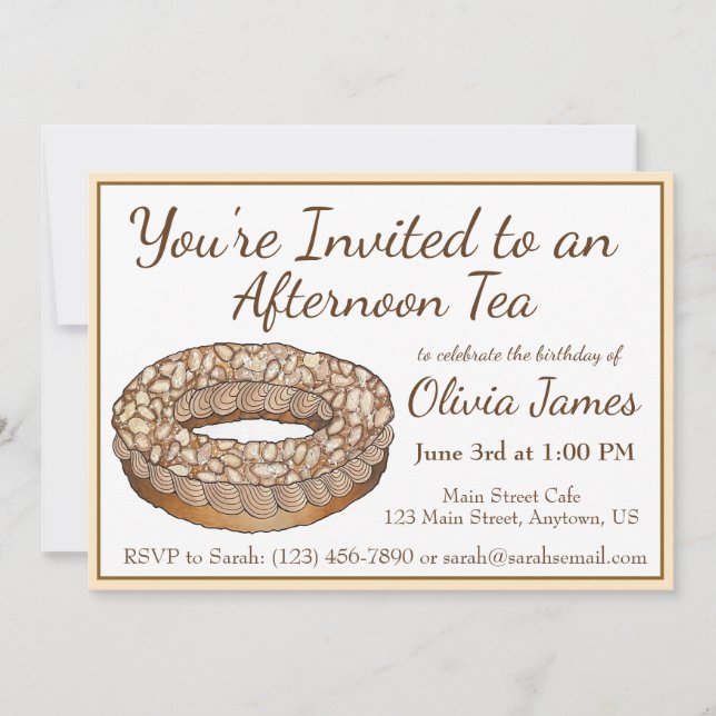 Invitation Paris Brest Pâtisserie Française Goûter Party (Devant)