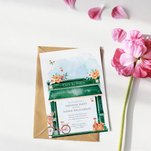 Invitation Paris Café Boulangerie Aquarelle Fête d'anniversai