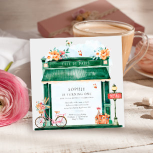 Invitation Paris Café Boulangerie Aquarelle Fête d'anniversai