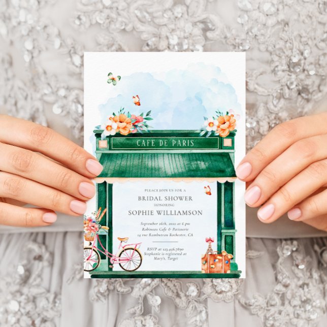 Invitation Paris Café Boulangerie Fête des mariées aquarelle (Créateur téléchargé)