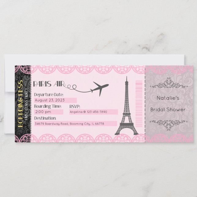 Invitation Paris, Carte d'invitation Thème Paris (Devant)