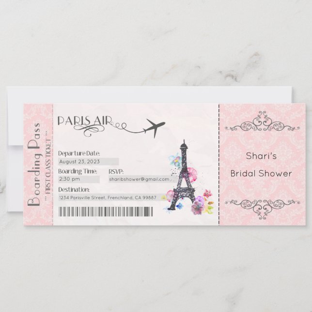 Invitation Paris, Enterrement de Vie de jeune fill (Devant)