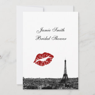 Invitation Paris France Skyline Kiss #1 BW V Fête des mariées