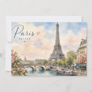 Invitation Paris France Tour Eiffel rivière seine