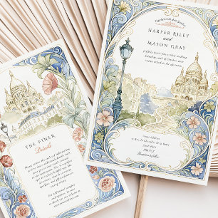 Invitation Paris Montmartre Mariage Aquarelle Basilique