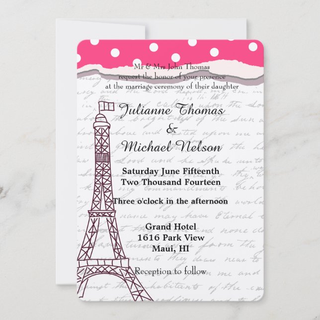 Invitation Paris Romance Mariage (Devant)