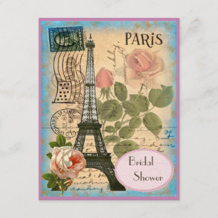 Invitation Paris Tour Eiffel et Fête de l'mariée Rose