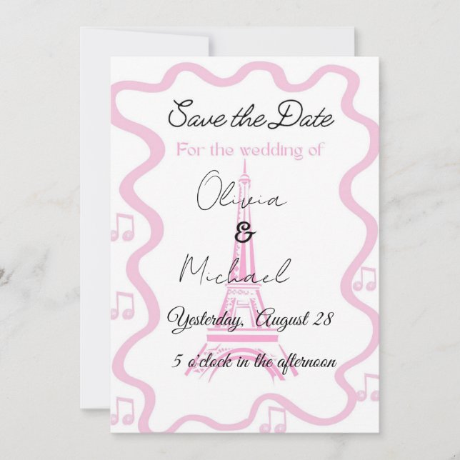 Invitation Parisian style with the tower wedding  (Devant)