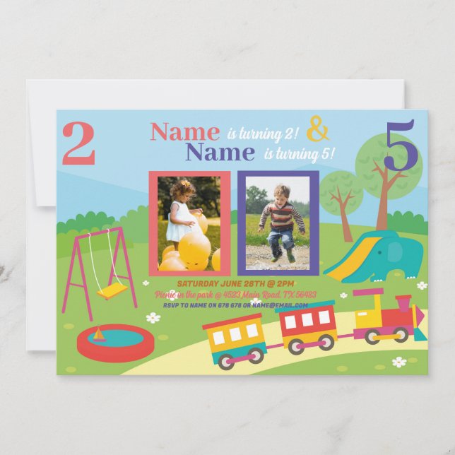 Invitation Park Anniversaire de enfant Girls Boys any Age Joi (Devant)