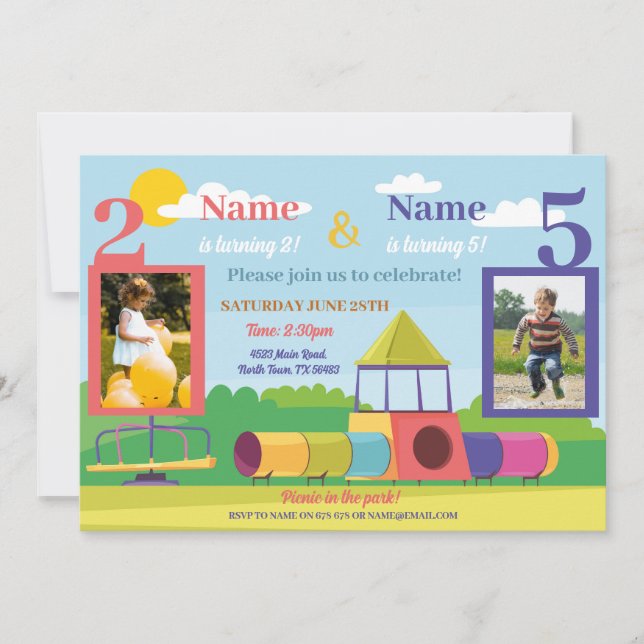 Invitation Park Anniversaire de enfant Girls Boys any Age Joi (Devant)