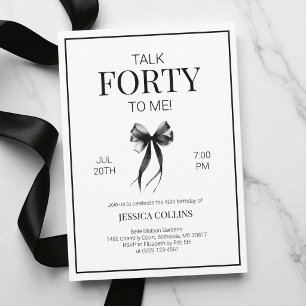 Invitation Parle-moi de mes 40 ans Élégant Nœud 40ème Anniver