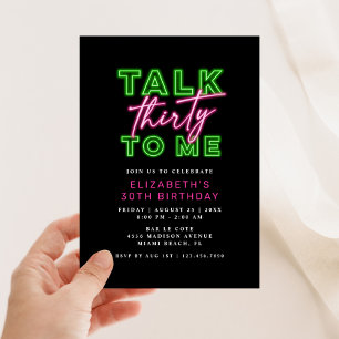 Invitation Parle Trente À Moi Sale 30 Néon Vert & Rose Annive