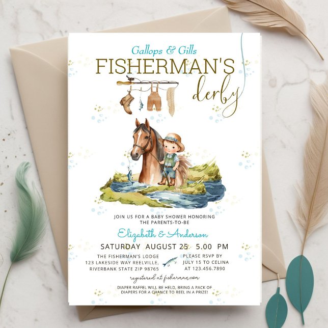 Invitation Parlez à moi Rustic Fisherman's Derby Baby shower (Créateur téléchargé)