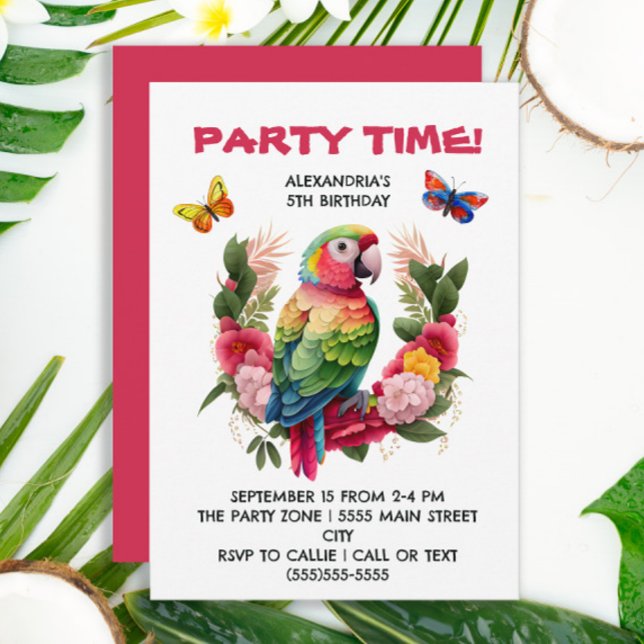 Invitation Parrot coloré Fête d'anniversaire de l'enfant trop (Créateur téléchargé)