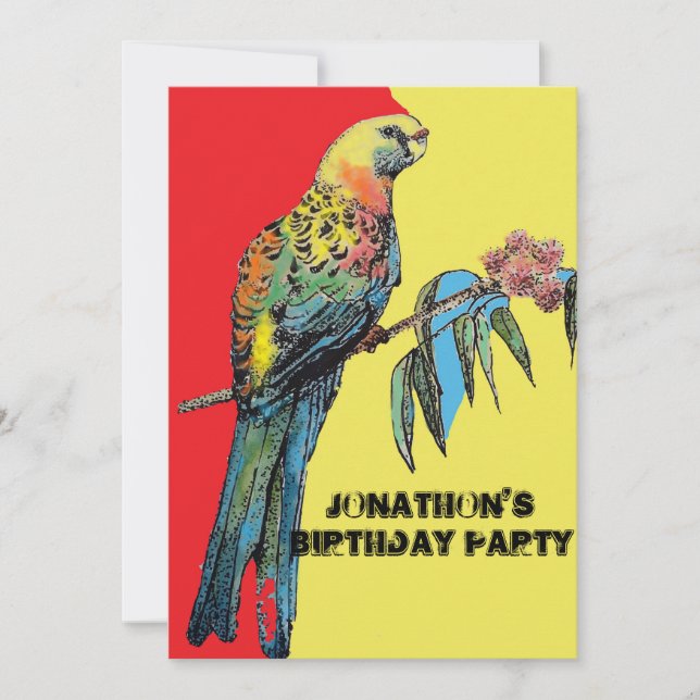 Invitation Parrot rouge Anniversaire Enfants garçons Invitati (Devant)