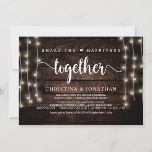 Invitation Partagez le bonheur, Dîner Mariage, Elopement