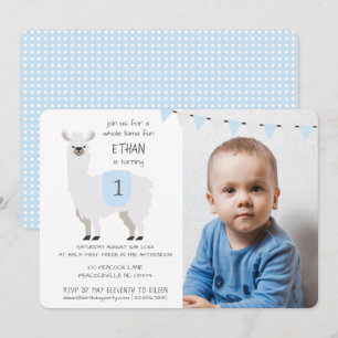 Invitation Parti Anniversaire de enfant Blue & Ivory Cute Lla