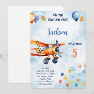 Invitation Parti Anniversaire de enfant d'avion orange