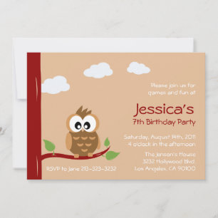 Invitation Parti Anniversaire de enfant de Cute Owl