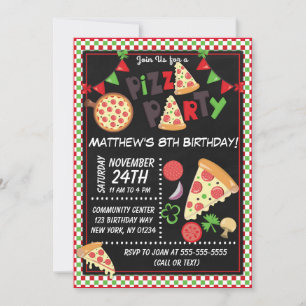 Invitation Parti Anniversaire de enfant de la fête de la pizz