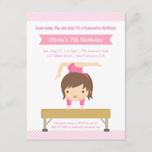 Invitation Parti Anniversaire de enfant de la gymnastique fém