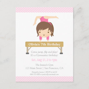 Invitation Parti Anniversaire de enfant de la gymnastique fém