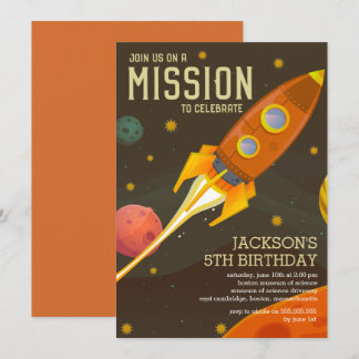 Invitation Parti Anniversaire de enfant de la mission spatial