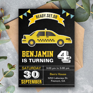 Invitation Parti Anniversaire de enfant de taxi jaune