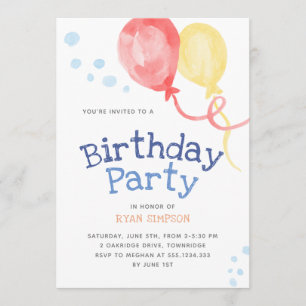 Invitation Parti Anniversaire de enfant des ballons