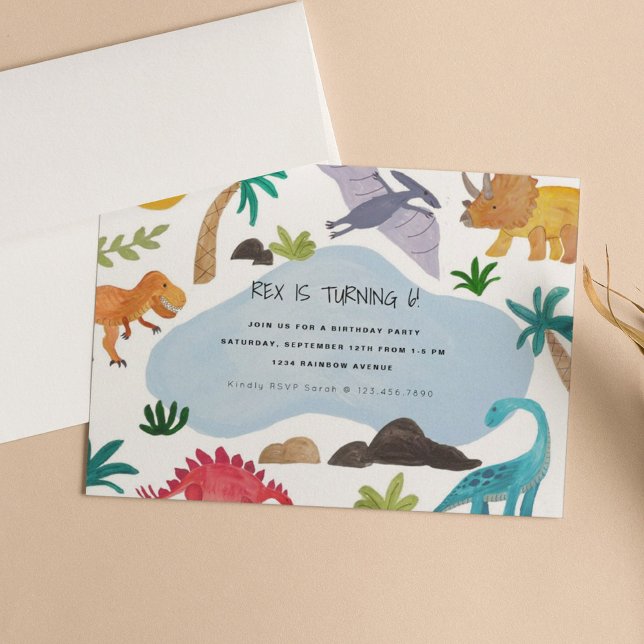 Invitation Parti Anniversaire de enfant Dinos Peint (Créateur téléchargé)
