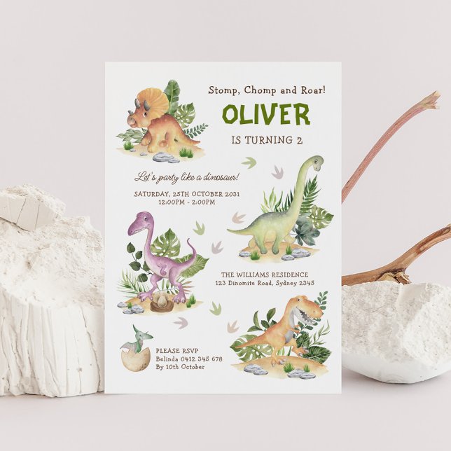 Invitation Parti Anniversaire de enfant dinosaure moderne (Créateur téléchargé)