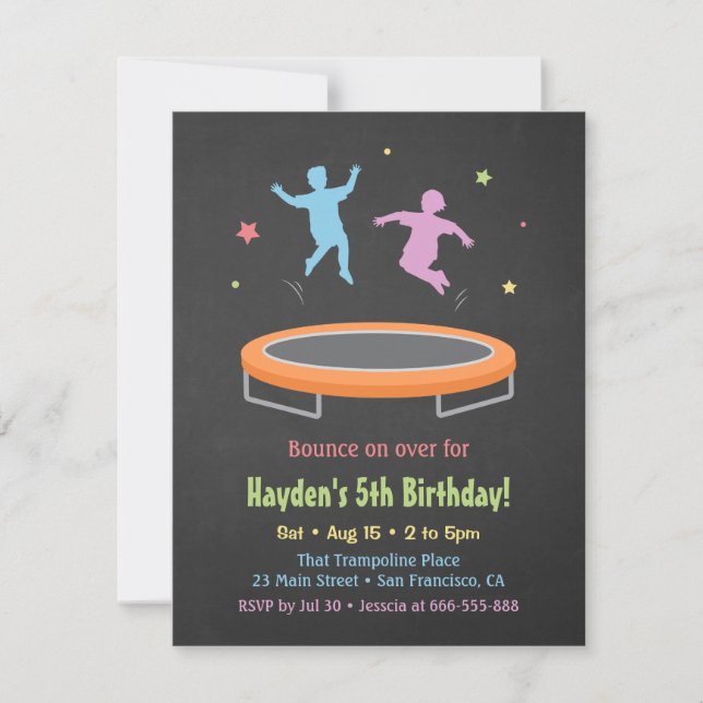 Invitation Parti Anniversaire de enfant du bounce Trampoline  (Devant)