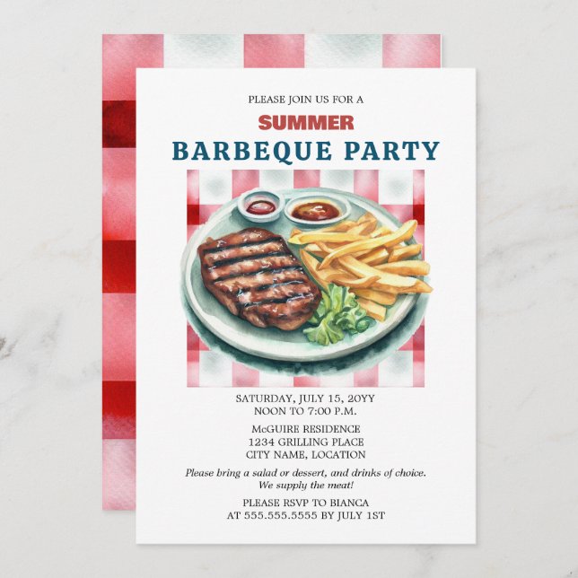 Invitation Parti BBQ (Devant / Derrière)