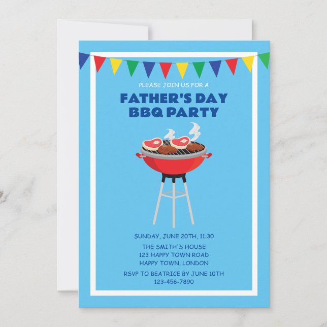 INVITATION PARTI BBQ FÊTE DES PÈRES PERSONNALISABLE (Devant)