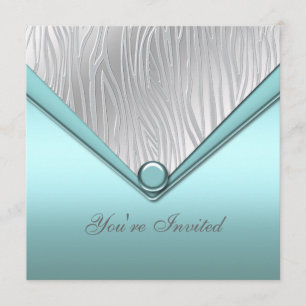 Invitation Parti bleu Turquoise d'argent
